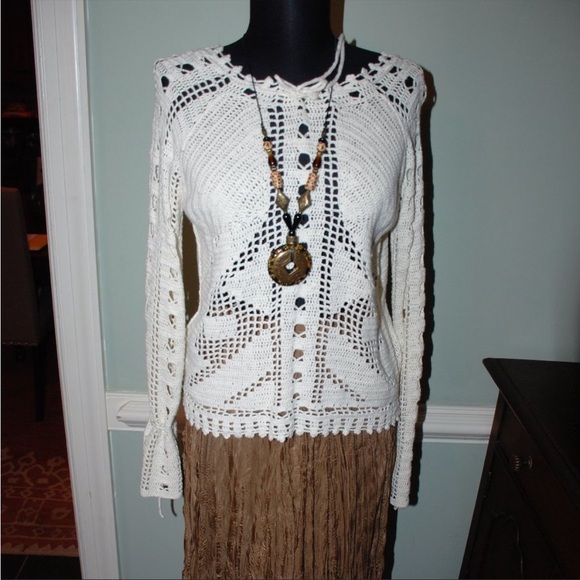 Clio Sweaters - NWT 1998 Crochet Knit Sweater Clio